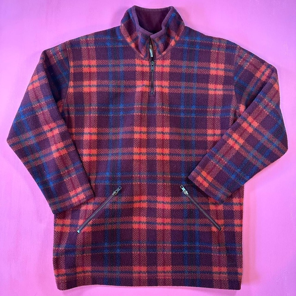 Vintage 90s plaid pullover fleece 1/4 zip plaid vintage unisex pullover fleece